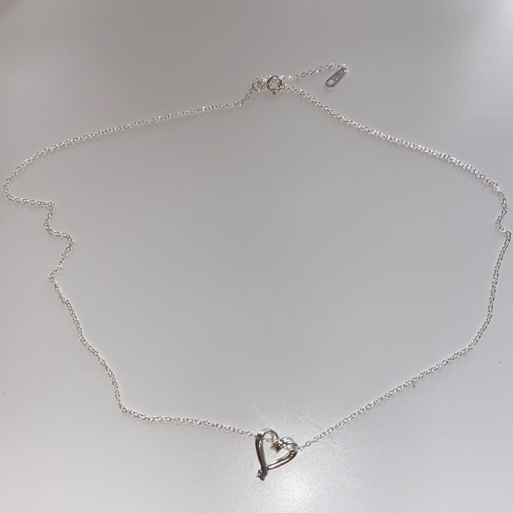 Silver Colored Heart Pendant Necklace
